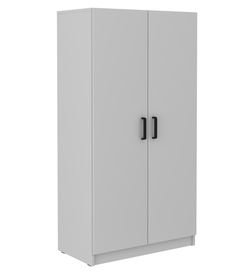 Zweiflügeliger Kleiderschrank Stundly mit 80 cm Kleiderstange Grau