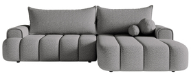 Ecksofa mit Schlaffunktion Dandelino L-förmig rechts mit Stauraum graue Boucle