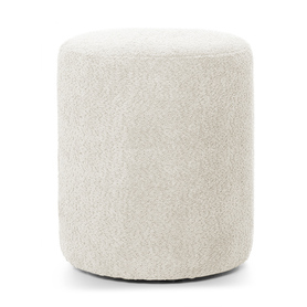 Runde Pouf Seppio 55 cm weiß aus Boucle-Stoff