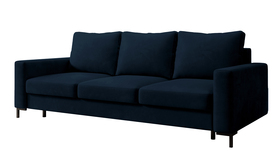 Schlafsofa für drei Personen Mokpeo mit Stauraum, marineblau, pflegeleichter Samt