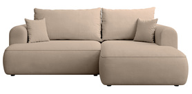 Ecksofa mit Schlaffunktion Ovo mini L-förmig rechts mit Stauraum beige Chenille leicht zu reinigen