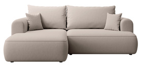 Ecksofa mit Schlaffunktion Ovo mini L-förmig links mit Stauraum graues, pflegeleichtes Velvet