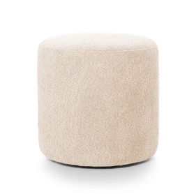 Runde Pouf Seppio 45 cm beige aus Boucle-Stoff