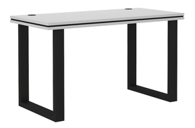 Schreibtisch Stundly mit Metallbeinen 138 cm Grau mit schwarzem Rand