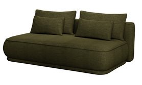 Schlafsofa für drei Personen Leanno mit Stauraum olivgrüner hydrophober Chenille