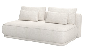Schlafsofa dreisitzig Leanno mit Stauraum in cremefarbener, hydrophober Chenille.