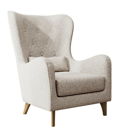 Sessel Calmino in cremefarbenem Boucle mit Buchebeinen