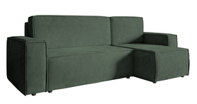 Ecksofa mit Schlaffunktion Copertino L-Form mit Stauraum, universell, grüner Cordstoff