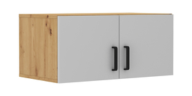 Zweiflügelige Aufsatzvitrine Stundly 80 cm Artisan-Eiche/Grau