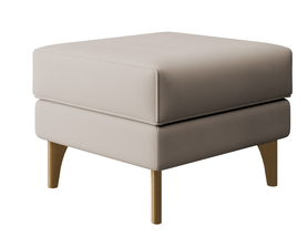 Hocker Uszak Calmino hellbeige Velours, Beine aus Buche