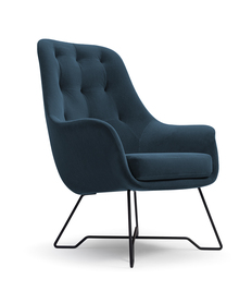 Sessel Meknes in marineblauem Velvet, leicht zu reinigen