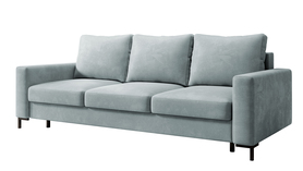 Schlafsofa für drei Personen Mokpeo mit Stauraum, graues, leicht zu reinigendes Velvet.