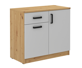 Zweiflügelige Kommode Stundly mit Schublade Eiche Artisan/Grau