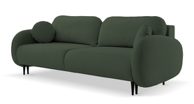 Schlafsofa Bafra mit Schlaffunktion und Bettkasten, olivgrüner Velvet
