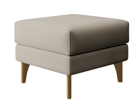 Hocker Uszak Calmino grau-beige Velours, Beine aus Buche
