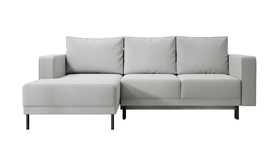 Ecksofa Rodario mini mit Schlaffunktion und Bettkasten graues Velvet linksseitig