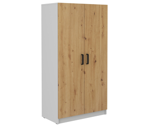 Zweiflügeliger Schrank Stundly mit Kleiderstange 80 cm Grau/Artisan-Eiche