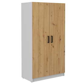 Zweiflügeliger Schrank Stundly mit acht Regalen 80 cm Grau/Artisan-Eiche