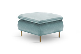 Gennario Puff 69x69 cm auf goldenen Beinen, himmelblau, pflegeleichtes Velvet