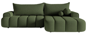 Ecksofa mit Schlaffunktion Dandelino L-förmig rechts mit Stauraum khaki Boucle