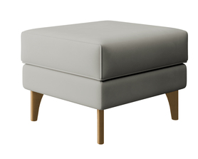 Hocker Calmino grau Velvet mit Buchenfüßen