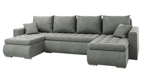 Ecksofa mit Schlaffunktion Derkan U-Form mit Stauraum universell graue velours hydrophobisch
