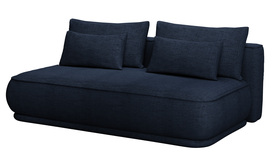 Schlafsofa für drei Personen Leanno mit Stauraum, marineblaues hydrophobes Chenille