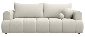 Drei-Sitzer-Couch Dandelino mit Schlafunktion in grau-beigem hydrophobem Chenille