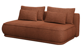 Schlafsofa für drei Personen Leanno mit Stauraum kupferfarbener Chenille hydrophob.