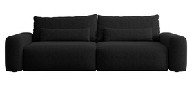 Schwarzes, hydrophobisches Chenille-Sofa für drei Personen, Carnos, mit schwarzen Beinen.