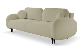 Schlafsofa Bafra mit Schlaffunktion und Bettkasten, beige Cordstoff