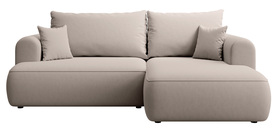 Ecksofa mit Schlaffunktion Ovo mini L-förmig rechts mit Stauraum graues, leicht zu reinigendes Velvet
