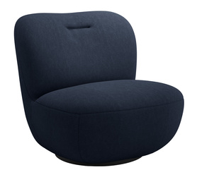 Drehstuhl Nicolino in marineblauem Velvet, leicht zu reinigen