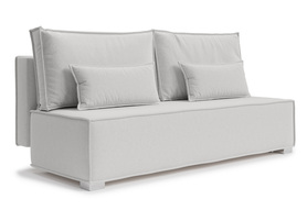 Schlafsofa für drei Personen Balla grau aus pflegeleichtem Velours mit silbernen Beinen