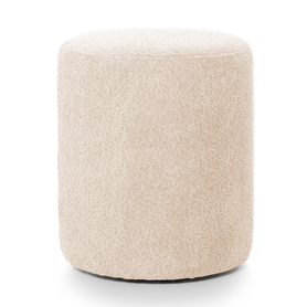 Runde Pouf Seppio 55 cm beige aus Boucle-Stoff
