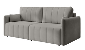 Ecksofa Pierra mit Bettfunktion und Stauraum, hellgraues, hydrophobes Velvet.