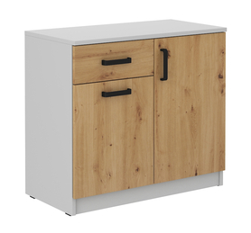 Zweitürige Kommode Stundly mit Schublade Grau/Artisan-Eiche