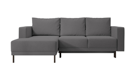 Ecksofa Rodario mini mit Schlaffunktion und Bettkasten, dunkelgrau Velours, linke Ausführung